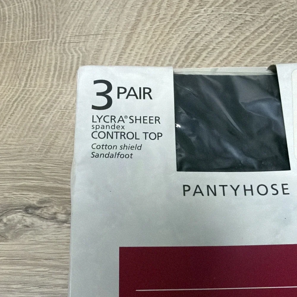 Vintage Jones Wear Pantyhose Black Size B Lycra Sheer Control Top 3 Pair New